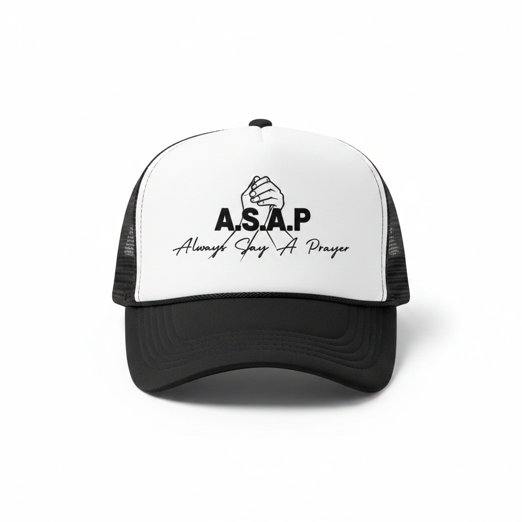 A.S.A.P Black & White Trucker Hat Mockup