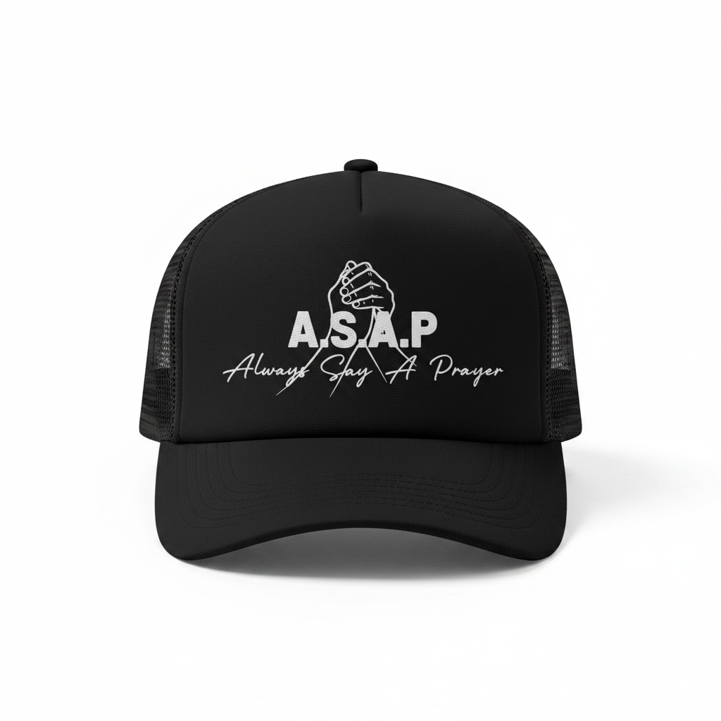 Black Trucker Hat - Front