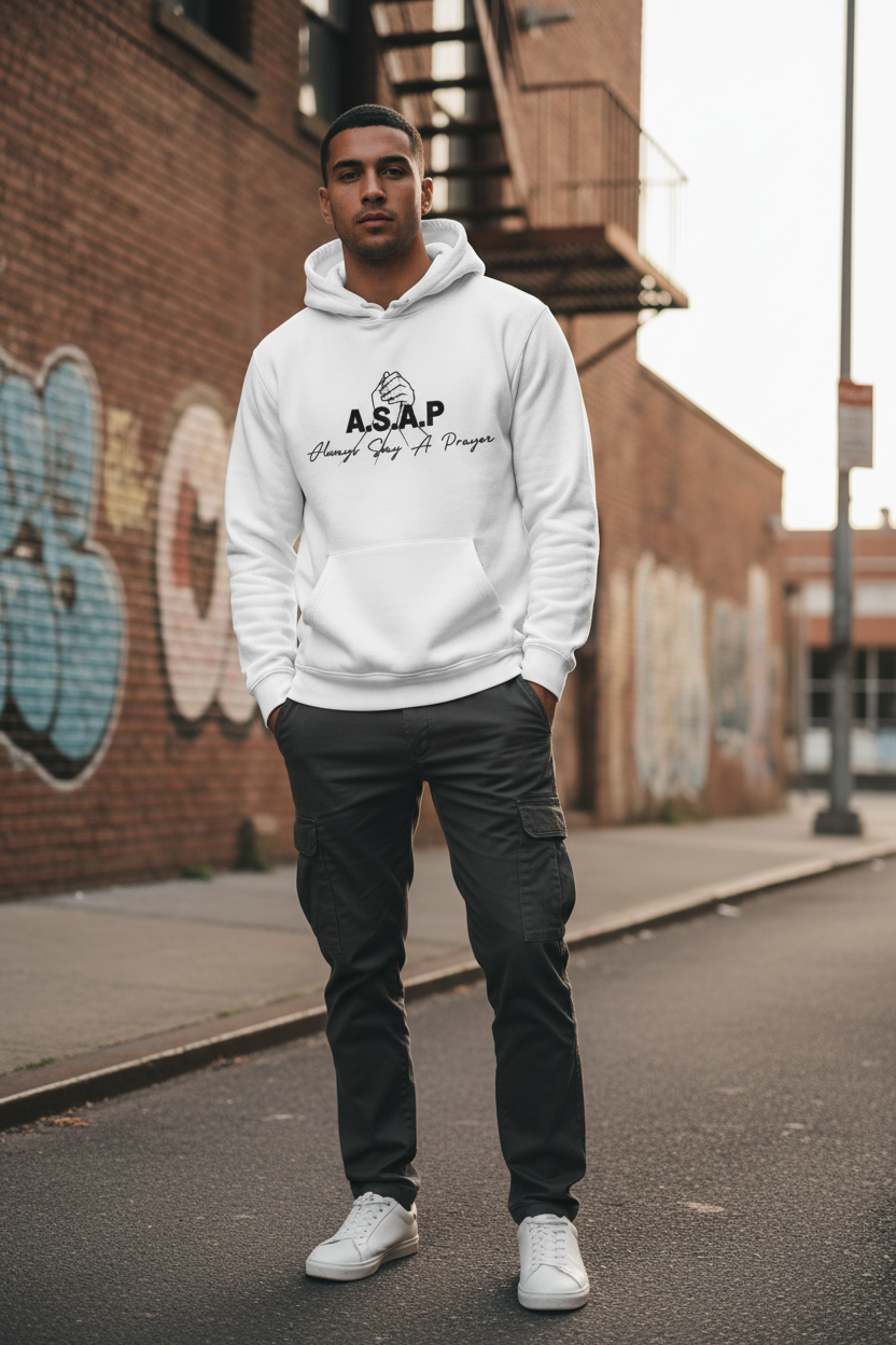 White Hoodie - Male Model